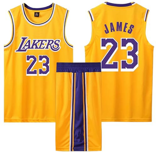 2-Teiliges Kinder/Erwachsene Basketball Trikot Shirt und Shorts, Kinder/Erwachsener Basketball Trikot Set, Basketball-Spieltrikots für Herren/Jungen gelb XL