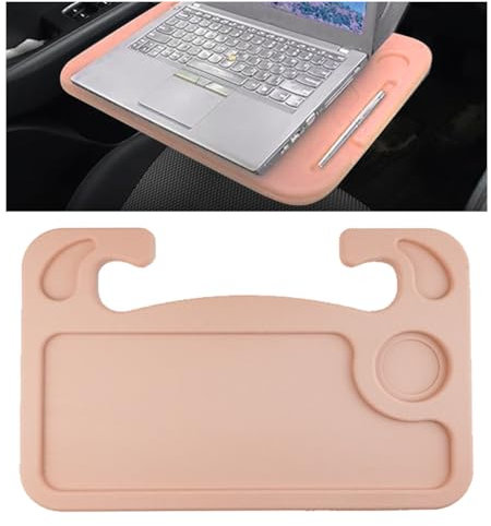 GLSOWEE Car Steering Wheel Tray, Computer Office Car Table Tray, Auto Steering Wheel Desk for Eating, Multipurpose Car Desk Travel Accessories for Most Vehicles Steering Wheel (Beige)