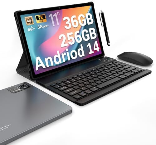 DEEMWOLF Tablet 11 Inch Android 14 Tablet With sim Card Slot,Gaming/Office Tablets 5G WiFi,Octa-Core,36GB RAM+256GB ROM (TF 1TB)/9580mAh/20W/13+8MP/Face ID/TÜV/GMS/BT5.0/3-Year Warranty