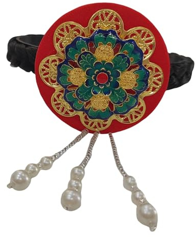 Traditionelles koreanisches Hanbok-Stirnband für Damen und Mädchen, blaue Glasur und Kunstperlen, Haarreif für Bühnentanz