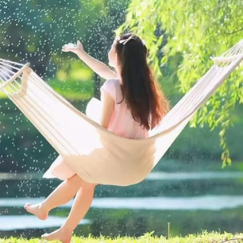 JUNYFFF Hamac Double À Barres Capacité De Charge Statique 300 Kg 290 X 150 Cm, Toile Hamacs Exterieur pour Intérieur, Balcon, Extérieur, Jardin, Voyage, Camping