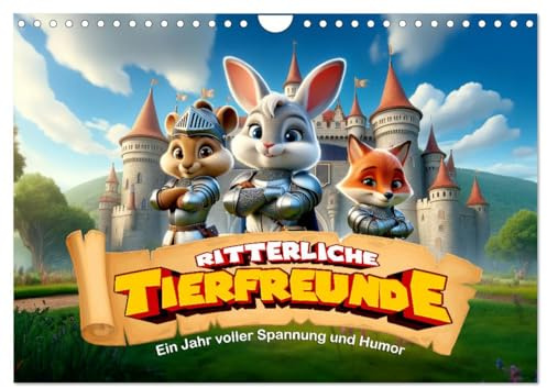 Ritterliche Tierfreunde: Ein Jahr voller Spannung und Humor (Wandkalender 2026 DIN A4 quer), CALVENDO Monatskalender: Tier-Ritter: Spaß und Abenteuer! (CALVENDO Tiere)