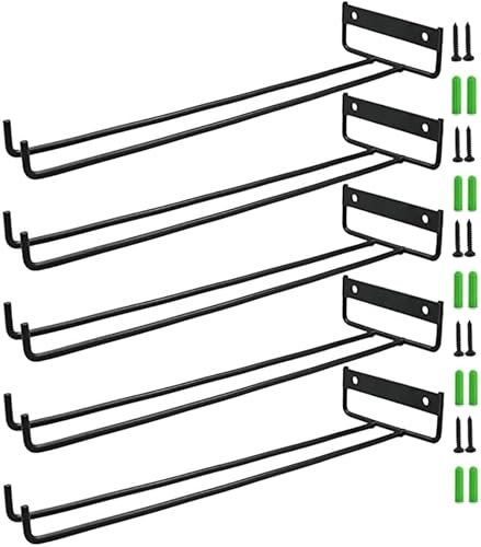 BEOIUCZZY Lot de 5 porte-verres à vin en métal de 30 cm à suspendre - Porte-verres à vin à suspendre sous étagère - Pour restaurant, bar, cuisine