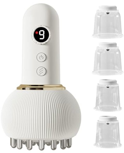 Anti Cellulite Massagegerät, Lymphatic Massagegerät, Lymphdrainage Gerät mit 9 Gängen, Schröpfgerät Massagegeräts für Rücken, Nacken & Beine (Gua Sha Cupper)