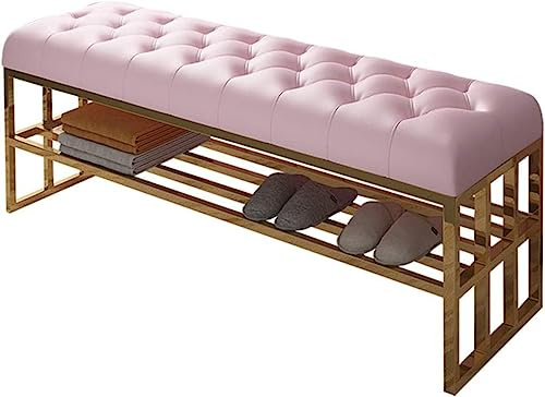Schuhbank für den Eingangsbereich, luxuriöser Wickelhocker aus Edelstahl, moderner Ledersofa-Hocker für Schlafzimmer und Eingang