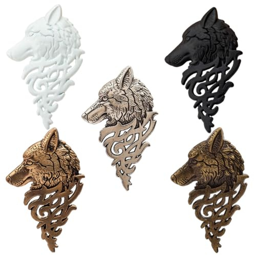 Broche de Revers en Alliage Lot de 5, pour Homme Loup Vintage | Accessoire Rétro Créatif, Résistant à L'usure, pour Fête et Anniversaire, Style Costume Couleur Aléatoire