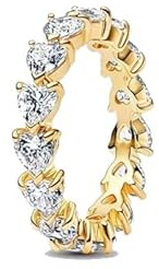 Hearts 14k Gold-Plated Ring with Clear Cubic Zirconia
