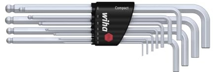 Wiha Stiftschlüssel Set im Compact Halter Sechskant-Kugelkopf, schwenkbar für schwer zugängliche Bereiche, 11-tlg. mattverchromt (36453) 369H11