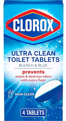 Clorox Bleach & Blue Automatic Toilet Bowl Cleaner Rain Clean Scent, 4 Count, Bleach & Blue, 4 Count