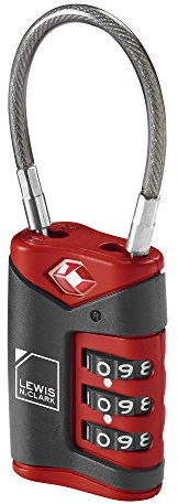 Lewis N Clarks Travel Sentry Cable Lock Gepäckschloss, Rot
