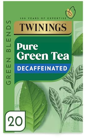 Twinings Decaf Pure Green Tea, 20 Tea Bags | Decaffeinated, Green Tea, Single Ingredient Leaf, Unflavoured, Whole Leaf, Natural Ingredients, Heat Sealed Tea Bags