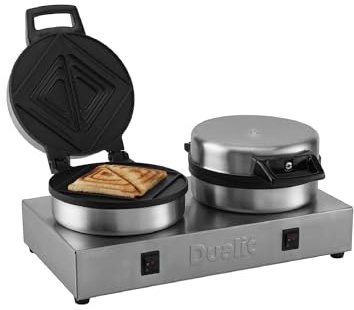 Dualit Double Contact Toaster - Stainless Steel Body with Aluminium Plates - 2 Contact Grills - 8 minute heat-up time - Double Toastie Maker - Individual Controls - Commercial contact toaster