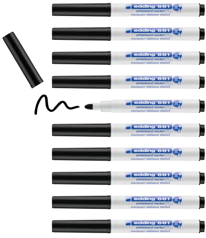 edding 661 – Marker für Whiteboard Schwarz, 10er pack