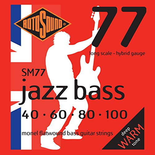 Rotosound Bass Saiten SM77, 4er 40-100 Jazz Bass 77, Monel Flatwound
