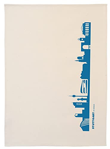 44spaces Stuttgart Skyline Küchentücher Stadt Design blau, 50x70 cm Reine Baumwolle (Bio), Geschirrtücher für Stuttgarter & Schwaben Fans, Geschenkidee Geburtstag Grill-Saison Garten-Fest Mitbringsel