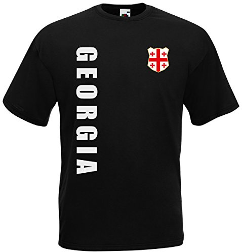 Georgien T-Shirt Trikot Wunschname Nummer Georgia Fanshirt Fussball WM EM Schwarz S