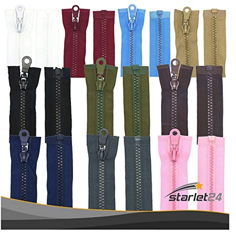 Starlet24® Reißverschluss Kunststoff 5mm grob teilbar, Reißverschlüsse Plastik-Zähne für Jacken & Taschen - Schwarz 35 cm