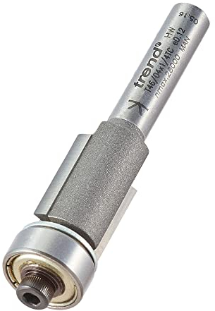 Trend Professional Trimming Cutter, 12.7mm Diameter x 16mm Cut, 1/4 Inch Shank, Bearing Mounted, Tungsten Carbide Tipped, T46/04X1/4TC