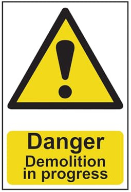 Scan SCA4106 Self adhesive PVC sign - Danger Demolition in progress - 400 x 600mm