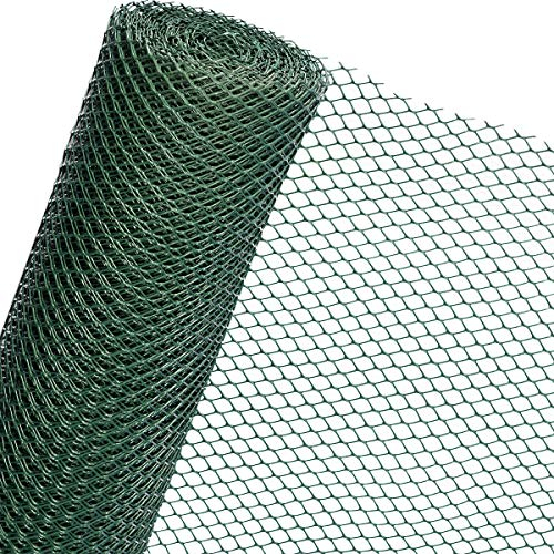 1,3m² KUNSTSTOFFZAUN in 1,3m Breite Gartengitter Gartenzaun Zaun aus Kunststoff Masche 30mm dunkelgrün (METERWARE) RK3/130HD