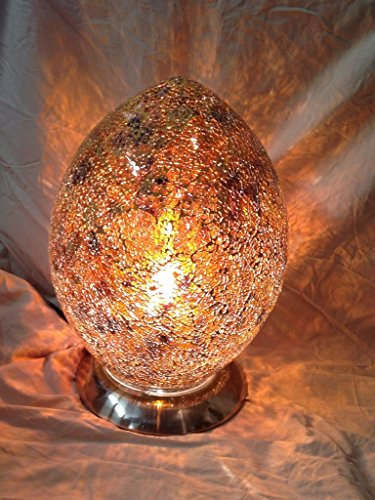 Egg Lamp - Large Gold Egg Shaped Mosaic Glass Table Lamp (LM74Y)