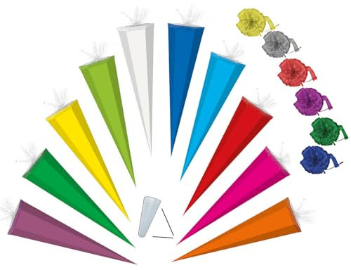 alles-meine.de GmbH Schultüte/Bastelschultüte - dunkel Grün - 35 cm incl. Schleife mit Kreppabschluß - Zuckertüte - Rohling zum Basteln, Bemalen und Bekleben Bastelschultüte