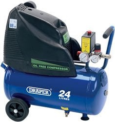 Draper 24978 24L 230V 1.1Kw (1.5Hp) Oil-Free Air Compressor