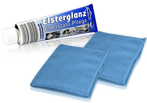 Helmecke & Hoffmann * Elsterglanz Edelstahl-Pflege XXL-Tube 150 ml + Zwei Mikrofaser-Tücher | Das Original aus Deutschland