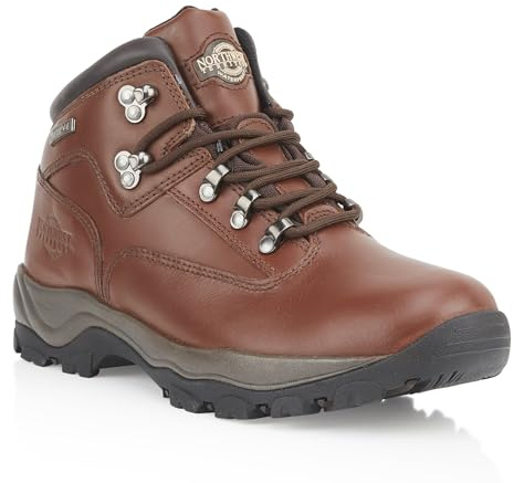 Northwest Territory Men's Inuvik Leather Waterproof Walking Boots | Cushioned EVA footbed, NWTDRY Waterproof membrane and high-top ankle support; ideal for hiking, trekking and rambling