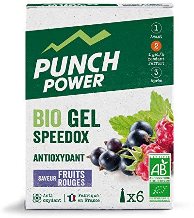 PUNCH POWER - SPEEDOX' Fruits Rouges - Boîte 6 gels x 25 g - Gel énergétique antioxydant - Énergie progressive - Riche en Vitamine C - Bio - Marque Française