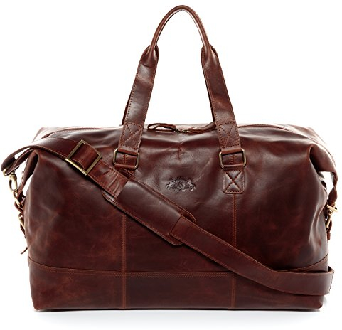 SID & VAIN große Weekender echt Leder - Sporttasche Yale 50 cm - Reisetasche Handgepäck mit Schultergurt - Ledertasche Herren und Damen braun handgefertigt