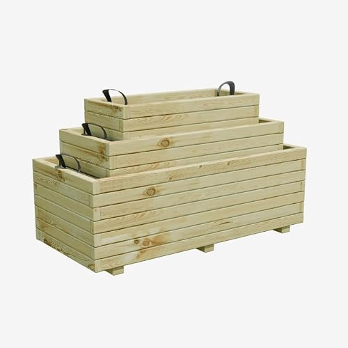 Forest Style Lot de 3 bacs à Fleurs rectangulaires en Bois Baroque - 245 L - Cerland