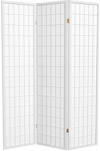 Oriental Möbel asiatischen Möbel, druckknopfstiel Fenster Scheibe Japanische Shoji Sichtschutz Raumteiler, 3 Panel Weiß