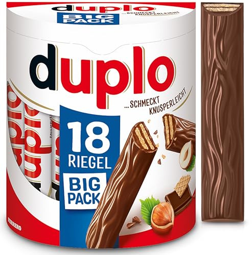 Duplo Big Pack – Schokoriegel mit feiner Nugatcreme, knuspriger Waffel & zarter Vollmilchschokolade – Schmeckt knusperleicht – 1 Packung mit 18 Einzelriegeln (18 x 18,2 g)