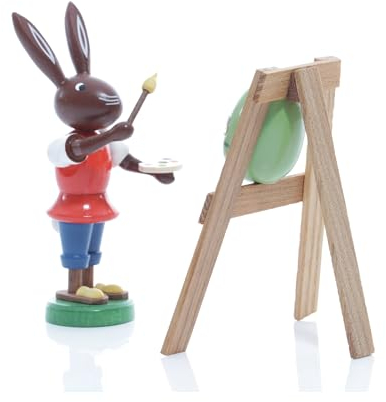 Rudolphs Schatzkiste Osterfigur Hase mit Staffelei Höhe ca 9 cm NEU Osterdeko Osterhasenfigur Ostern Korb Osterei Frühling Erzgebirge Seiffen Hase Blumen