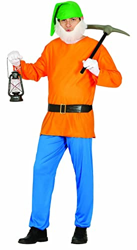 FIESTAS GUIRCA Kostüm Zwerg Herren - Blau Oranger Gnom Kostüm für Erwachsene inkl. Zipfelgmütze, Oberteil, Hose, Gürtel - Größe L52 – 54 - Wald Zwerg Kostüm Herren für Karneval, Faschingskostüme Zwerg