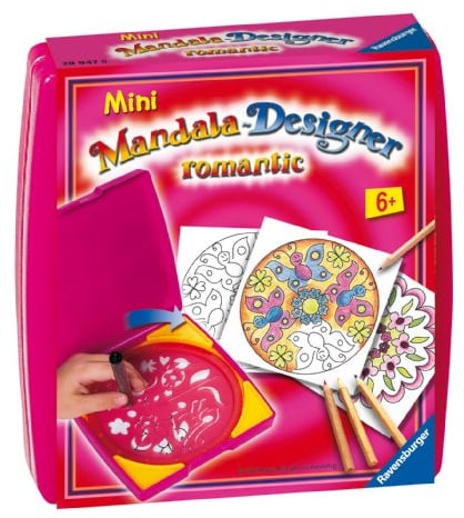 Ravensburger Mandala Designer Mini Romantic 29947, Zeichnen Lernen für Kinder ab 6 Jahren, Zeichen-Set mit Mandala-Schablone für farbenfrohe Mandalas