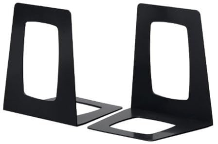 Jalema 2648955990 Buchstützen Re-Solution, Buchstütze für schwere Bücher, Buchstützenhalter für Regale, aus 100% Recycling-Kunststoff, Blauer Engel zertifiziert, Set je 2 Stück, schwarz