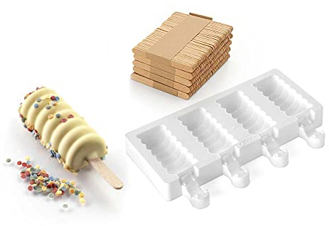 silikomart | GEL04M Moule en Silicone pour Crème Glacée MINI TANGO, antiadhésif, 4 Crème Glacée, Pack de 1 Moule pour Bonbons, Crème Glacée facile, 67 x 33 mm, h 22 mm, Volume 144 ml, Fabriqué en Italie