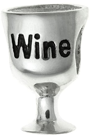 Queenberry Charm in argento Sterling, motivo: calice di vino, stile europeo