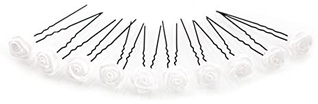 10 x Rosen auf Haarnadel - für tiefe Haarpartien - Brauthaarschmuck | S-T - Weiss