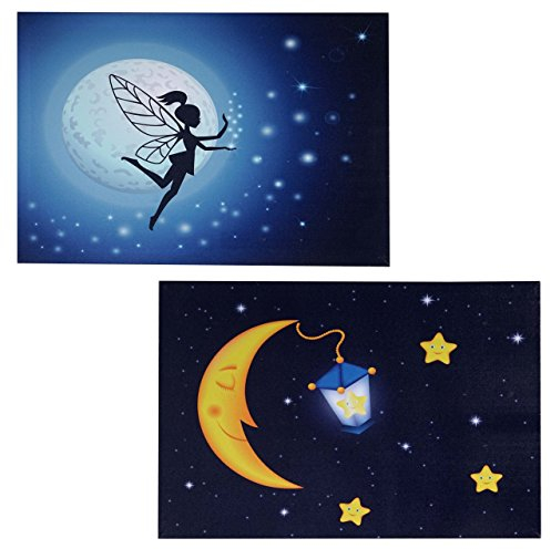 Mendler 2er-Set LED-Bild Leinwandbild Leuchtbild Wandbild 40x60cm, Timer - Kids + 20 Bildpunkte