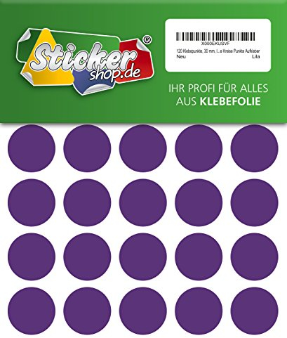 120 Klebepunkte, 30 mm, lila, aus PVC Folie, wetterfest, Markierungspunkte Kreise Punkte Aufkleber