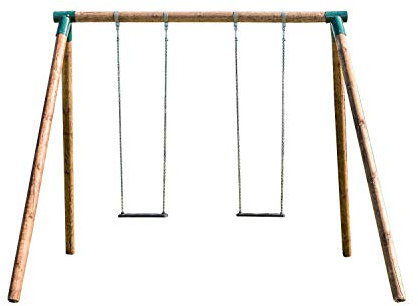 MASGAMES | Columpio de Madera Fuji para Adultos | Asientos de Caucho con Cadenas Planos | Madera tratada Muy Gruesa | Anclajes incluidos | Uso doméstico |