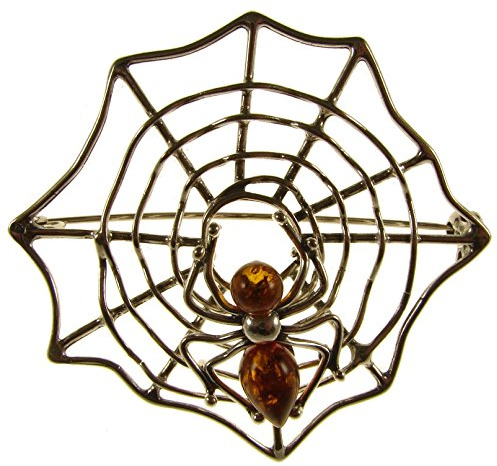 Broche de plata de ley 925 con ambar del Baltico joyeria