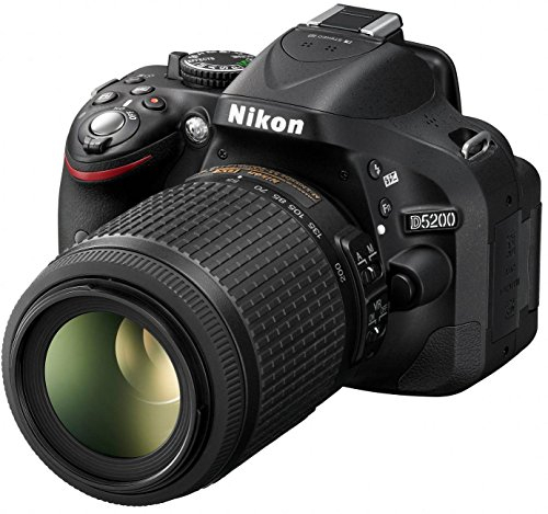 Nikon D5200 - Cámara réflex digital de 24.1 Mp (pantalla 3, estabilizador, vídeo Full HD), color negro - kit con objetivos AF-S DX 18-55 mm VR y 55-200 mm