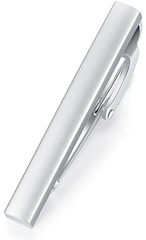 HONEY BEAR 4cm Herren Kinder Krawattennadel Krawattenklammer für schmale Krawatten Tie Clip 1.57inch (Matt Silber 4cm)