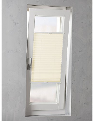 Original Easy-Shadow Plissee verspannt Faltstore in der Farbe creme / Breite 104 cm x Höhe 130 cm / 104x130 cm - Montage im Rahmen in der Glasleiste / Maßanfertigung