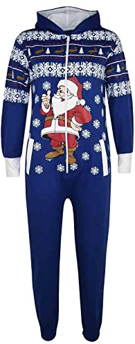 A2Z 4 Kids Girls Boys Christmas Santa Fleece Onesie Novelty Jumpsuit | Novelty All In One Fleece Outfit Festive Party Wear Ages 5 to 13 Years