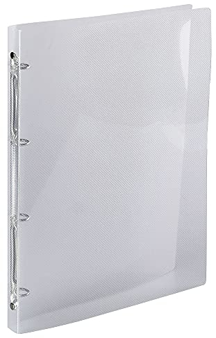 Exacompta 51194E Ringbuch Crystal DIN A4 aus flexiblem transluzentem Polypropylen 4-O Ring Mechanik Rücken 20mm kristall ideal für Schule und Büro Ringhefter Ringordner Ringbuchordner